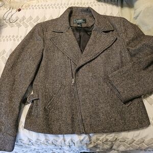 Lauren Ralph Lauren 100% wool double breasted brown jacket size 8